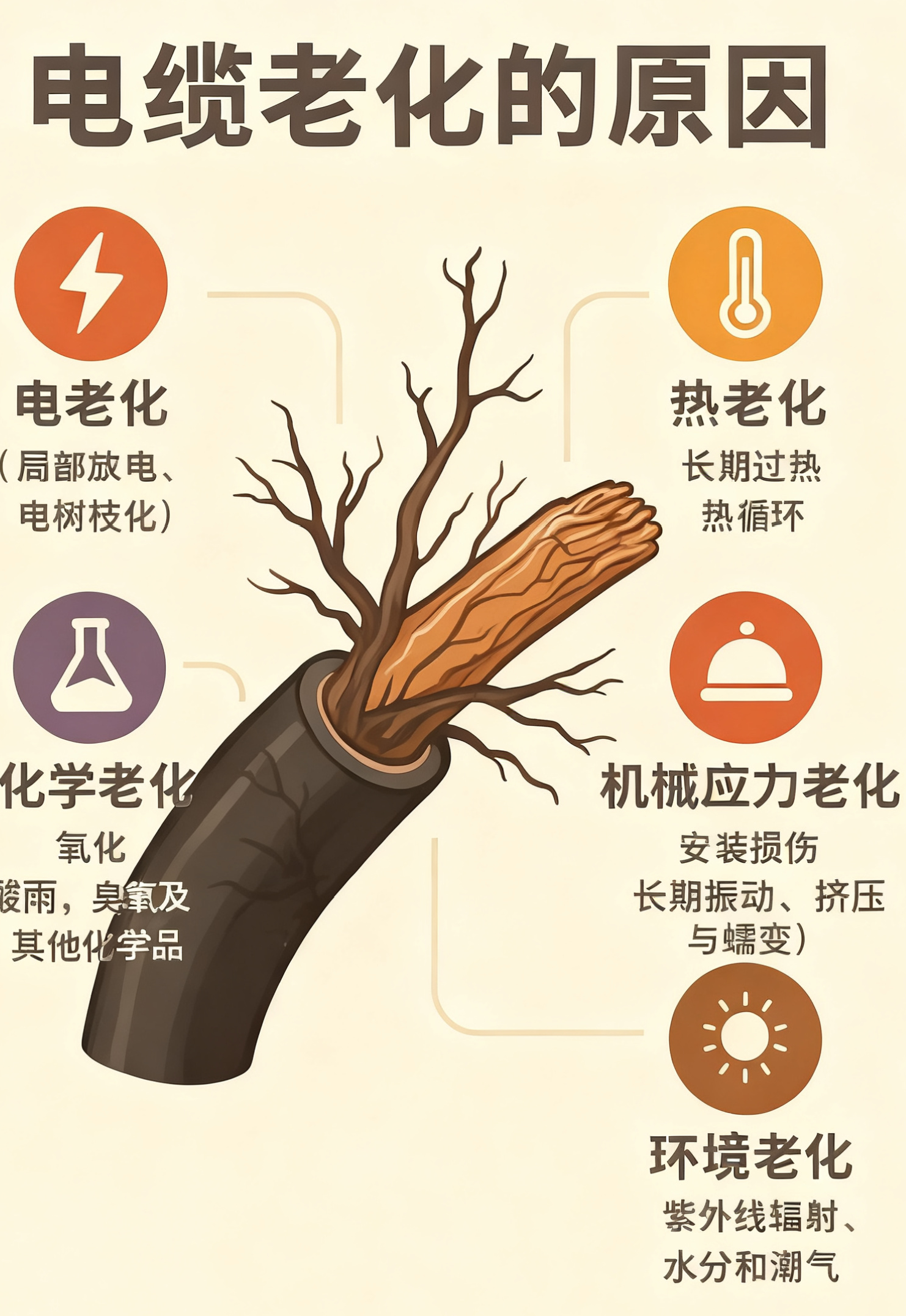 电缆绝缘层为什么会老化？？？？？？？五个最常见的缘故原由